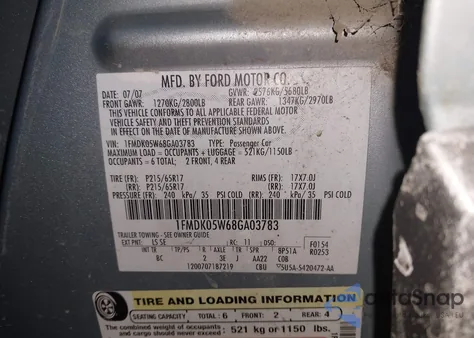 2008 Ford Taurus X Sel from USA, damaged, VIN 1FMDK05W68GA03783